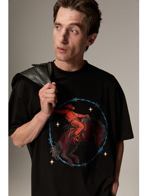 Grimelange Hosan Erkek Baskılı Siyah T-Shirt