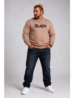 Moc Grande Mocgrande Erkek Büyük Beden Sıfır Yaka 3ip Sweat Black 24202 S.KAHVE