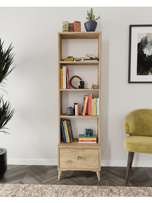 Kzn Home Akasya Çekmeceli Kitaplık Meşe - Tamamı 1. Kalite Mdf