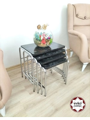 Evko Mobilya Buket Sehpa, 4'lü Zigon Sehpa, Servis Sehpası, Iç Içe Geçen Sehpa, Ahşap Sehpa, Dikdörtgen Sehpa