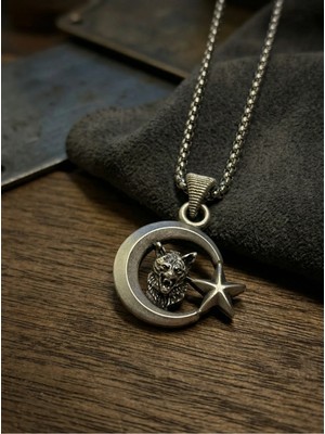 Velcari Ay Yıldız Minimalist Stil Paslanmaz Çelik Erkek Kolye