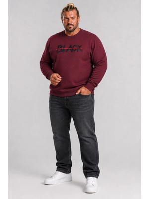 Moc Grande Mocgrande Erkek Büyük Beden Sıfır Yaka 3ip Sweat Black 24202 MURDUM