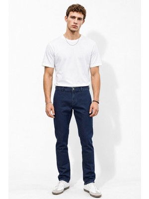 Vena Erkek Jake Dark Blue Jean Chino Pantolon-Dark Blue