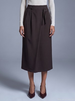 Dilvin 81085 Kemerli Midi Etek-Kahve
