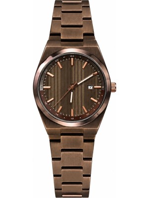 Aybars Erkek Kadın Kol Saati, Çelik Kordon, Bakır Renk Kadran Quartz Analog Bilek Saati
