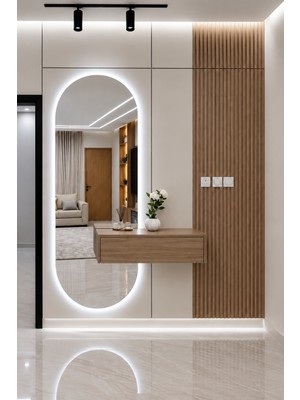 Ant Home Led’li Boy Aynası – Işıklı Dekoratif Duvar Aynası, Yatay & Dikey Kullanım, Beyaz / Günışığı LED