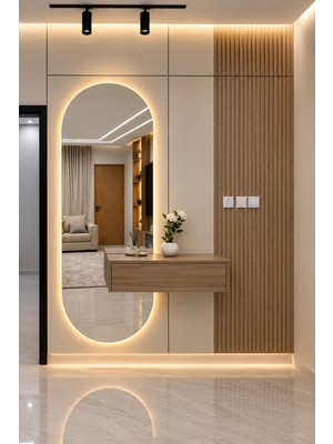 Ant Home Led’li Boy Aynası – Işıklı Dekoratif Duvar Aynası, Yatay & Dikey Kullanım, Beyaz / Günışığı LED