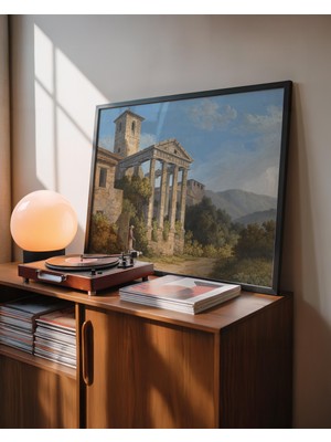 Pegziz Antik Roma Tapınağı Klasik Peyzaj Çerçeveli Sanat Poster Duvar Dekoru