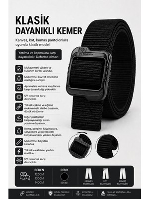 Operasyonel Kompak Taktikal Siyah Taktik Kanvas Kemeri