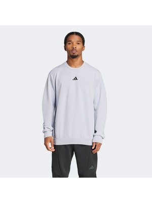 Adidas Designed For Training Crew Erkek Gri Antrenman Sweatshirt