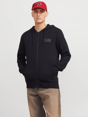 Jack & Jones Erkek Jjecorp Logolu Siyah Hırka -12265177
