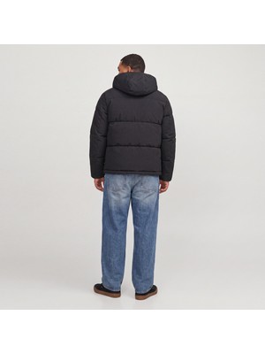 Jack & Jones Büyük Beden Ayarlanabilir Bagcikli Kapüsonlu Puffer Ceket - Galaxy