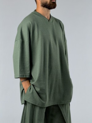 Cocopelli Oversize Tasarım Haki Erkek Sweat COC3390