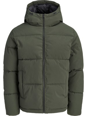 Jack & Jones Büyük Beden Ayarlanabilir Bagcikli Kapüsonlu Puffer Ceket - Galaxy