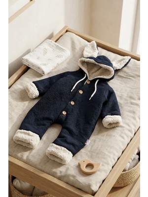 Babymod Tavşan Fiğürlü Düğme Iliklemeli Welsoft Astarlı Kız Erkek Bebek Kışlık Tulum