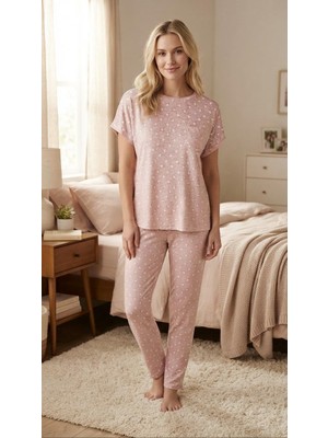 Sevim 16282 Teenage Pembe Kalpli Simli Pijama Takım