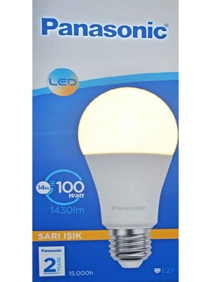 Panasonic LED Ampul 14W  -100W  E27 2700K Sarı Işık 1430 Lümen Enerji Tasarruflu  Lamba
