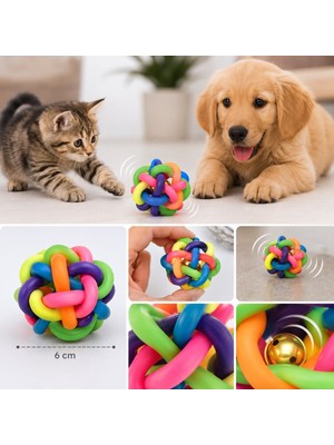 Bak Gel Al BakGelAl İnteraktif Zilli Kauçuk Kedi ve Köpek Oyun Topu 6 cm – Dayanıklı Çiğneme ve Diş Bakım Oyunc