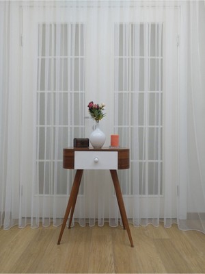Perhal Grek Zemin 1-3 Sık Pileli Kırık Beyaz Tül Perde 100 x 200 cm Modern Tasarım