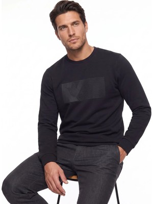 Fabrika Siyah Erkek Baskılı Sweatshirt F6WM-SWT 2062