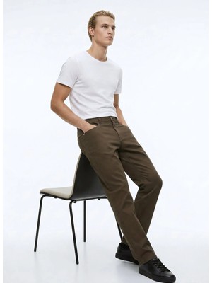 Ted Baker Kahverengi Erkek Straight Denim Pantolon TBMRTR2000