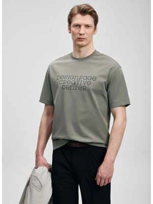 Lufian Lufıan Yeşil Erkek Slim Fit Yazı Baskılı T-Shirt Frank
