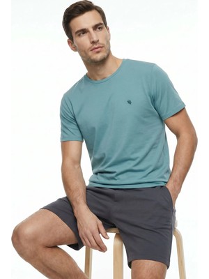 Blackspade Mavi Erkek Bisiklet Yaka Basic T-Shirt 000000000000040950