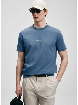 Lufian Lufıan Koyu Mavi Erkek Slim Fit T-Shirt Marcus