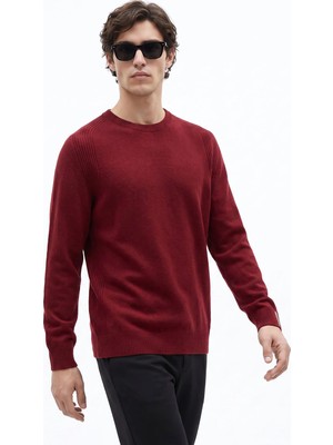 Fabrika Kırmızı Erkek Slim Fit Triko Kazak F6WM-KZK 2020