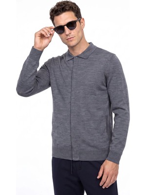 Fabrika Gri Erkek Slim Fit Hırka F6WM-HRK 2255