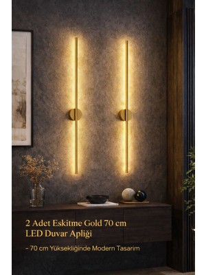 avizem360 Eskitme Gold 70 cm Aplik –( 2’li Set )| Pilli Tak-Çalıştır