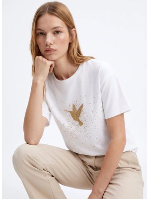 Fabrika Ekru Kadın Loose Fit Troklu T-Shirt F6WL-TST0035