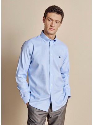 Brooks Brothers Mavi  Erkek Çizgili Gömlek BBSS26MSH053