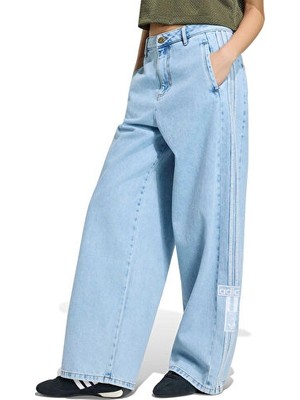 Adidas Adıbreak Mıd-Rıse Wıde-Leg Denım Pant Kadın Günlük Pantolon KT2651 Mavi