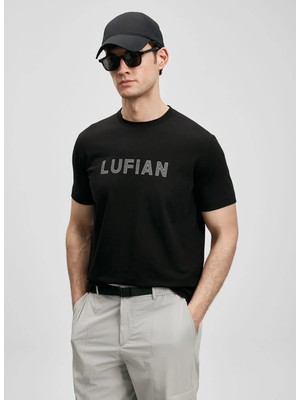 Lufian Lufıan Siyah Erkek Slim Fit Yazı Baskılı T-Shirt Oscar