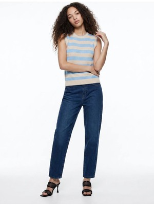 Mustang Lacivert Kadın Mom Fit Denim Pantolon Charlotte TAPERED-1618
