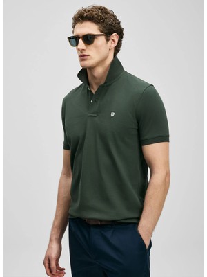 Lufian Lufıan Haki Erkek Slim Fit Logo Baskılı Polo T-Shirt Laon