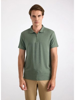 Süvari Haki Erkek Slim Fit Çizgili T-Shirt STS1014000023