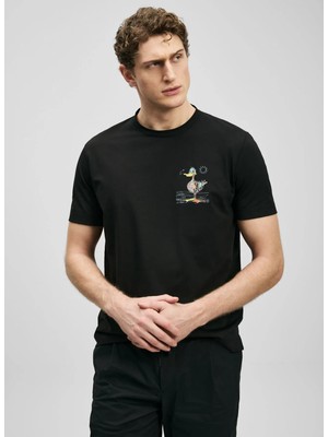 Lufian Lufıan Siyah Erkek Slim Fit T-Shirt Fınx