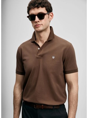 Lufian Lufıan Kahverengi Erkek Slim Fit Polo T-Shirt Laon