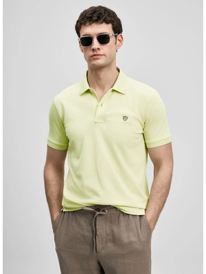 Lufian Lufıan Sarı Erkek Slim Fit Logo Baskılı Polo T-Shirt Laon