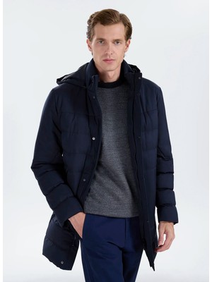 Fabrika Lacivert Erkek Slim Fit Kapitone Kaban F6WM-KBN 2105