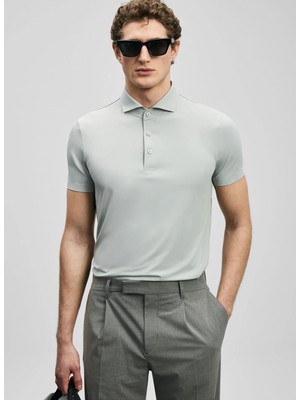 Lufian Lufıan Açık Gri Erkek Slim Fit Polo T-Shirt Spencer