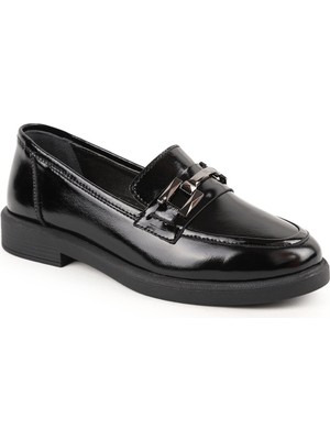 Libero L04.702 Hakiki Rugan Deri Füme Metal Tokalı Hafif Termo Light Taban Kadın Loafer Ayakkabı
