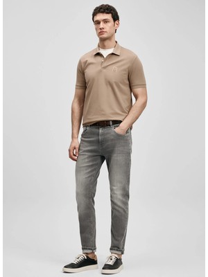 Lufian Lufıan Toprak Erkek Slim Fit Logo Baskılı Polo T-Shirt Carter