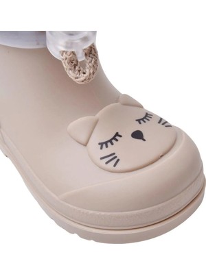 Igor W10322-004 Mendi Gato Kız Çocuk Yağmur Çizmesi Bej Düz Topuklu Su Geçirmez Rahat Taban