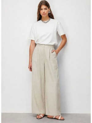 Mizalle Bej Kadın Bol Pantolon M2MZ1010130261