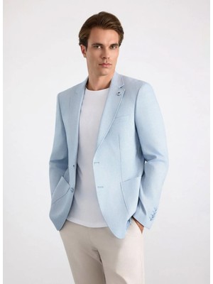 Süvari Mavi Erkek Sivri Yaka Slim Fit Ceket SCT2021600004