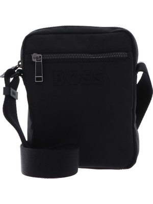 Boss Erkek Kabartma Logolu Fermuar Kapamalı Uzun Askılı Siyah Omuz Çantası 50567814-001