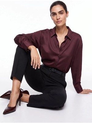 Fabrika Mürdüm Kadın Loose Fit Gömlek F6SL-GML0194